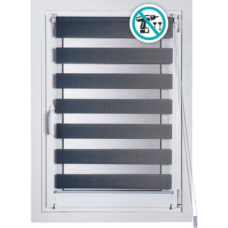 Estor enrollable clip&fix noche&dia plata 150x180cm (1/5)