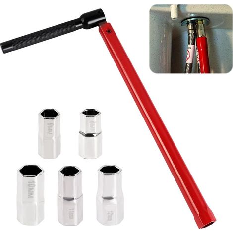 Clé Robinet Jeu de Clés à Écrou de Robinet sur Pied sur Pied Outil 813 mm pour Installations Plomberie Robinets d'Évier (1/5)
