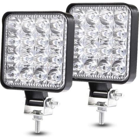 Phare LED 4X4 12v-24V, LED Feux 2PCS Phare De Travail 48W Feux Antibrouillard LED Barre De Travail pour Véhicule, Tracteur, Ca[620] (1/4)