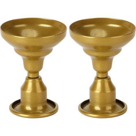 2Pcs Candle Holder EuropeanStyle Simple Retro Mini DualUse Candlestick for Desktop Decorations Gifts(Gold ) (1/5)