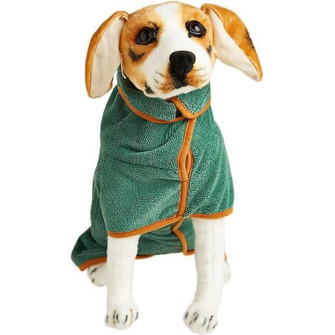 vert Taille S 1pc Peignoir Pour Animaux De Compagnie Super Absorbant, Serviette De Bain Pour Animaux De Compagnie Schage Rapide, Avec Capuche S (1/5)