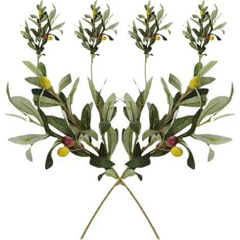 Branches D'olivier Artificielles et Faciles à Nettoyer Lot de 6 en Plastique, sans Arrosage Décorations et Diverses Fêtes pour Vitrines (1/5)