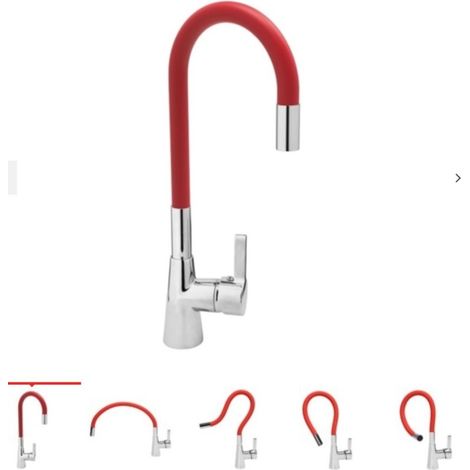 Mitigeur de cuisine avec douchette flexible – Bec en laiton rouge – Hauteur sous bec 25 cm – Mousseur Neoperl pour jet optimal – Fala (1/4)