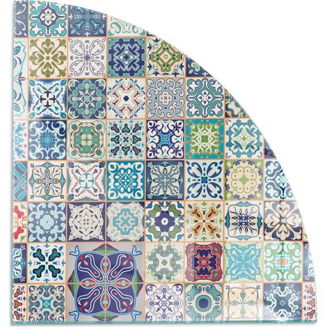 Plaque en verre trempé de sol décorative de sol avec impression sous cheminée Motifs mosaïques sur carreaux 1/4 100x100 cm (1/5)