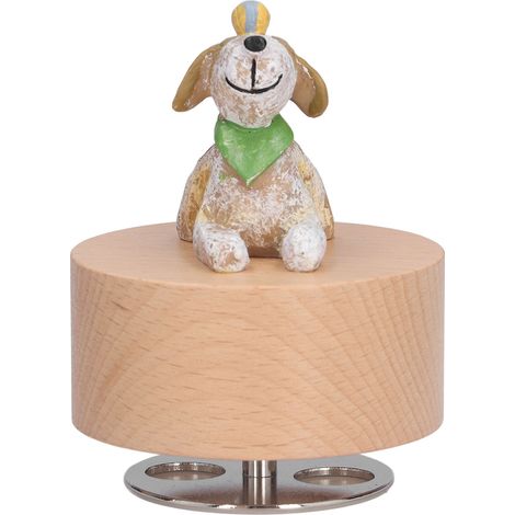 Boîte à musique ronde en bois DIY - Décoration meuble et cadeau fêtes - Modèle chiot (1/5)