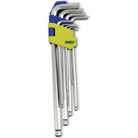 Set de clés Allen longues KINZO, 9 pièces, 1,5 à 10 mm
