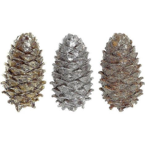 Boule de Noël DKD Home Decor Ananas en résine (13 x 7,5 x 7,5 cm) (3) (3 unités) (1/4)