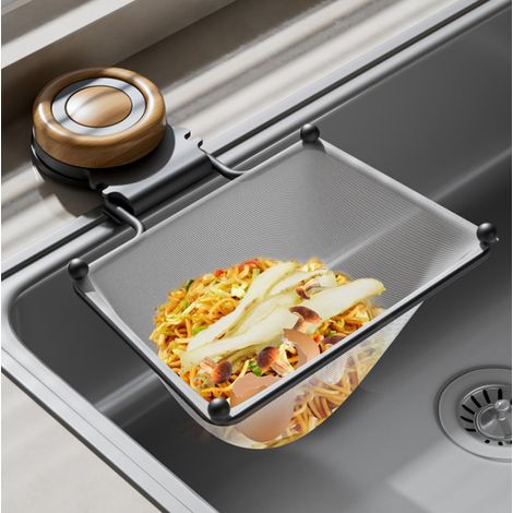 Filtro per lavello da cucina con ventosa, scolapiatti con 50 filtri a rete, accessorio per lavello da cucina 2 in 1, filtro angolare per frutta e verdura, rifiuti (1/5)