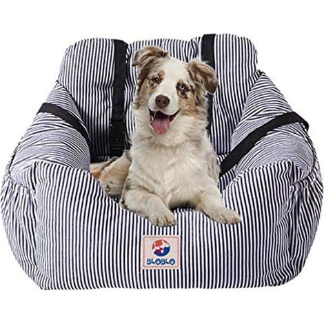 Rehausseur de siège, pour Chiens de Petite à Moyenne Taille pesant Moins de 16 kg, avec Poche latérale et Laisse pour Chien, Housse de siège Amovible et Lavable, lit de Voyage en Voiture, Bleu (1/5)