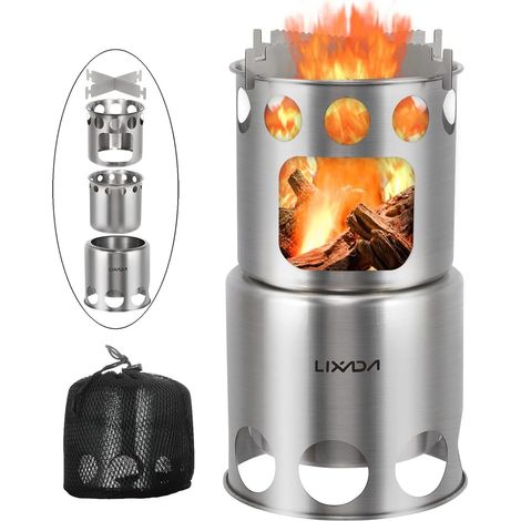 Poêle à Bois Brûleur Portable en Acier Inoxydable Léger pour Cuisson en Extérieur Pique-nique Camping (1/5)
