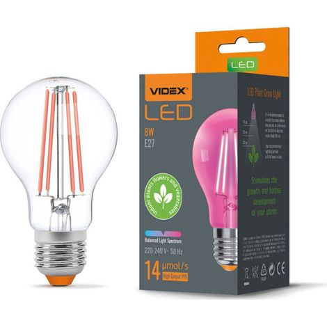 Lampadina LED Grow per piante A60 8W E27 290lm Videx (1/4)