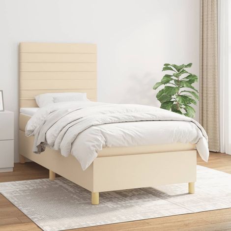 Boxspringbett mit Matratze Creme 90x190 cm Stoff (1/5)