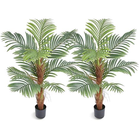 Künstliche Palme 1,22 m aus PE mit naturgetreuem grünem Blattwerk und Kippschutz für Innenräume und geschützte Außenbereiche (1/5)