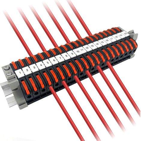 Kit di 20 morsettiere elettriche DIN – Morsetti a crimpare 0,08-4 mm² – Connessione rapida per un cablaggio sicuro – PA ignifugo e rame nichelato (1/5)