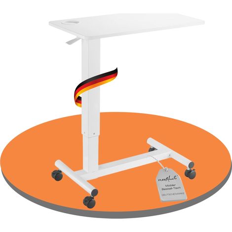 Table d'appoint réglable en Hauteur avec vérin à gaz Porte-gobelet intégré Table pour Ordinateur Portable réglable en Hauteur 71-106 cm Blanc (1/5)