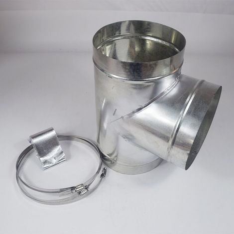 Té en tôle galvanisée Joint de conduit de fumée en T Combinaison Té en T 100 + ruban de serrage