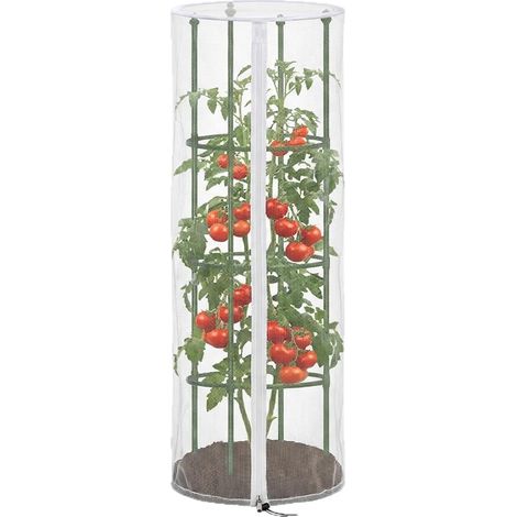 Cage de protection anti-insectes pour tomates en filet maille 61, housse à fermeture éclair, Composition : 1pcsforme ronde1504646, Couleur : transparent (1/5)