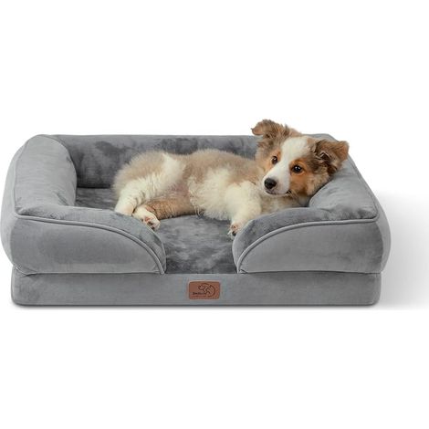 Panier Chien Moyen Taille - Canapé Chien Orthopedique et Dehoussable, Lit pour Animaux Lavable, Anti-dérapant et Ultra Doux Gris, Taille 71x58x16.5 cm (1/5)