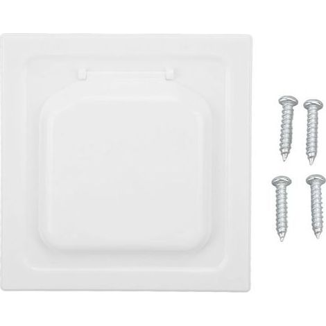 Cache-ventilateur sèche-linge double porte en ABS blanc pour conduit de 10 cm (4 pouces) avec vis (1/5)