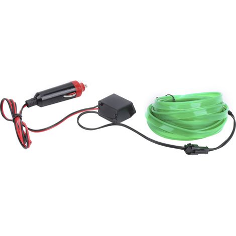 Ruban LED néon vert 3 m pour éclairage intérieur voiture, bande lumineuse auto avec allume-cigare, câblage de conduite (1/5)