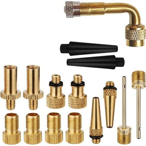 15 PCS Adaptateur de Pompe à Vélo en Cuivre avec Barre D'extension