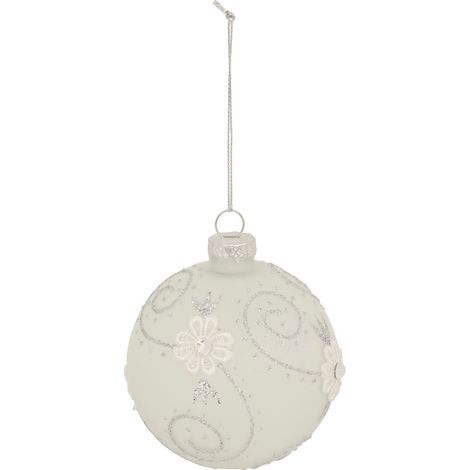 Boule verre dentelle D.8cm argent - Atmosphera créateur d'intérieur (1/2)
