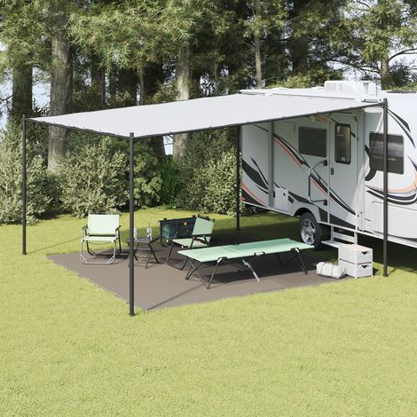 vidaXL Tapis de tente Gris clair 400 x 400 cm Polyéthylène