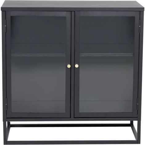 Vitrine 2 Portes "Bakal" 85cm Noir (1/5)