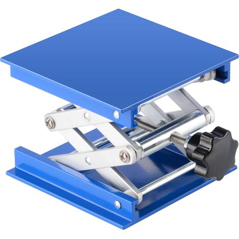 Plateforme à ciseaux pour cric de laboratoire en aluminium anodisé 100 x 100 mm pour support de laboratoire supportant une charge de 5 kg, hauteur de 45 à 140 mm. (1/5)