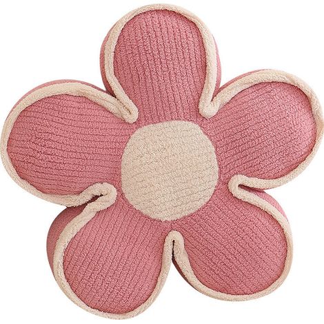 Cojín de flores, almohada de flores, 50 cm, cojín de suelo floral infantil, almohada floral de felpa adorable, cojines decorativos con forma (rosa) (1/4)