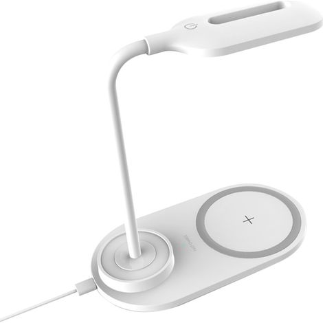 Lampe de bureau LED avec port de charge USB rechargeable et chargeur sans fil, 3 modes d'éclairage, contrôle précis, lampe de bureau respectueuse des yeux (1/5)
