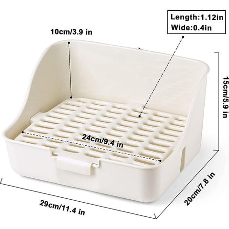 Bac à litière lapin facile nettoyer pour apprendre à utiliser la toilette, pour petits animaux/cochons d'Inde/furets, blanc (1/4)