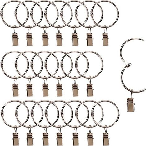 Ensemble de 10 pinces à rideaux en acier inoxydable, pour rideaux de douche et stores vénitiens.