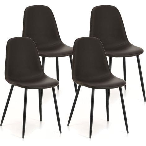 Set 4 Sedie 44x50x85 cm in Similpelle Marrone (1/4)