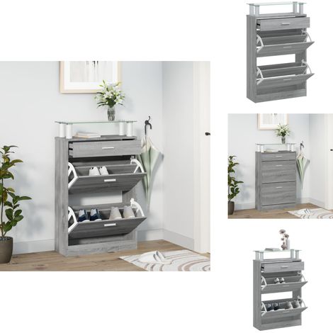 Armoire à chaussures Sonoma gris 63x24x104 cm Bois d'ingénierie - Meuble Range Chaussure - Armoire Chaussure - Rangement Chaussure - Commode Chaussure - Placard Chaussure (1/5)