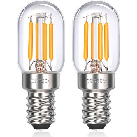 Ampoule LED T22 E14 3W Blanc Chaud 2700K pour Frigo, 250LM, AC 230V, Équivalent à Halogène E14 25W, E14 Petite Filament Retro LED Lampe pour Hotte Cuisine/Lampe de Sel, lot de 2 (1/5)