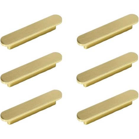 Juego de 6 tiradores dorados para armario de cocina, latón cepillado, distancia entre centros de 128 mm, tiradores para armarios, tiradores para muebles. (1/4)
