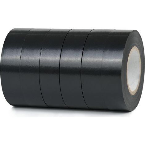 CHUANGSEED Lot de 6 rouleaux de ruban adhésif électrique en PVC ignifuge pour isoler, réparer et protéger les fils électriques - Noir - 18 mm x 6 m (1/5)