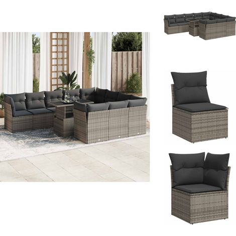 Salon de jardin 11 pcs avec coussins gris résine tressée - Ensemble De Canapés De Jardin - Ensembles De Canapés De Jardin - Ensemble De Canapés D'extérieur - Salon De Jardin (1/5)