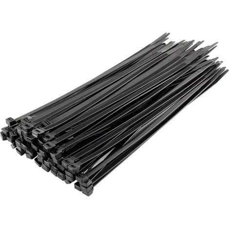 Set di 50 Fascette stringicavo in plastica nero, nylon, 3,6 x 200 mm  Fascetta nero per reti da giardino