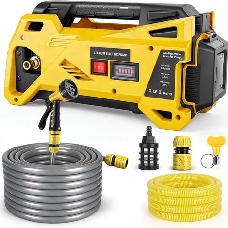 Pompe de transfert d'eau compatible avec batterie 20 V, pompe utilitaire électrique portable, pompe de transfert sans fil pour la maison, la piscine, le camping-car, le jardin, le jacuzzi, les (1/5)