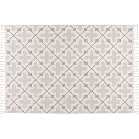 Elma - tapis rectangulaire motif graphique - taupe et blanc - taupe/blanc (1/5)