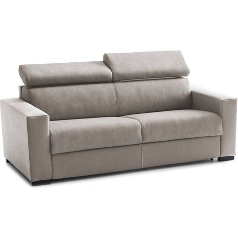 Dmora - Canapé Daankou, Canapé 3 places, 100% Made in Italy, Canapé de salon à ouverture pivotante, avec appuis-tête réglables et accoudoirs standard, Cm 220x95h85, Tourterelle
