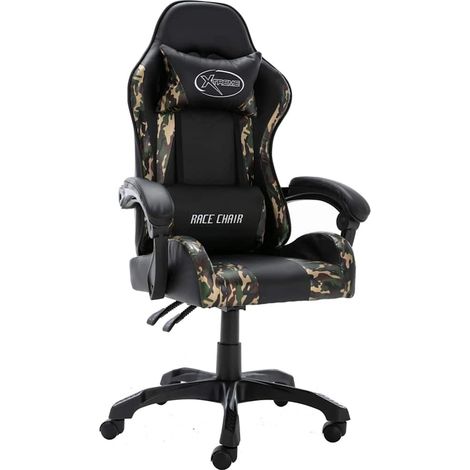 vidaXL Racing Chair Black and Camouflage Faux Leather (1/5)