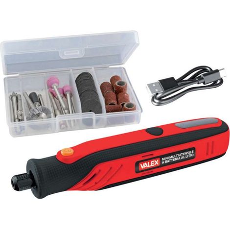 Valex Mini Multiutensile a Batteria al Litio Leggero - 51 Accessori - Cavo USB