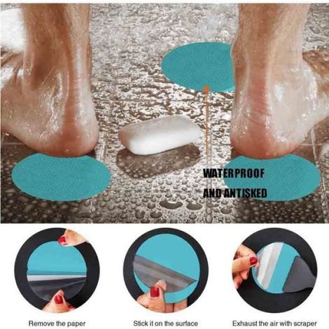 24pcs Stickers de baignoire antidérapants pour salle de bain, douche, tapis de bain Bleu (1/3)