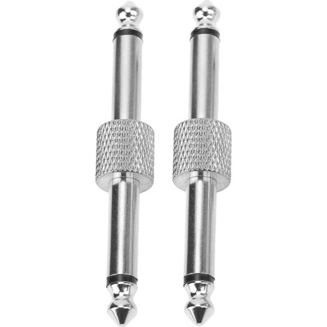 2 prises adaptateur jack 6,35mm réducteur de bruit coupler guitare pédale fiche de conversion argent (1/5)