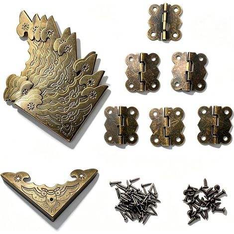 Design Boîte en bois Armoire Bijoux Coins de la Boîte Charnière Clous et de Vis en Bronze (1/5)