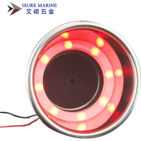 Porte-tasses rouge en acier inoxydable à 8 lumières, porte-tasses à thé, porte-tasses pour bateau et yacht, porte-tasses à thé encastré en acier inoxydable rouge à huit lumières pour yacht (1/3)