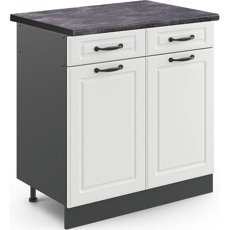 Meuble cuisine R-Line, Blanc campagne, 80 cm , PT Anthracite, Vicco (1/5)